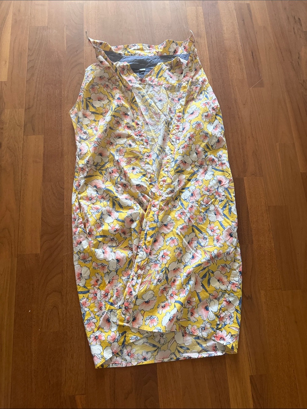 Tommy Hilfiger Yellow Floral Pencil Skirt with Pink & White Accents